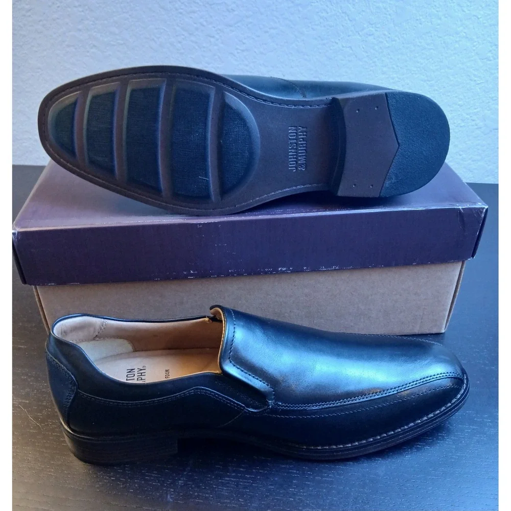 Johnston & Murphy Lewis Black Full Grain Leather Slip On Loafers Mens 8M 15-7965